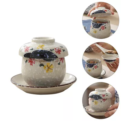 Buy  Ramen Bowl With Lid Household Dessert Ceramic Stew Pot Fruit Storage Glass • 17.15£
