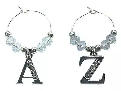 Buy Personalised Letter A~Z Wine Glass Charm With Rhinestones Comes In A Gift Card • 3.99£