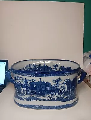 Buy Victoria Ware Ironstone Footbath Tureen/Planter Blue & White Design Garden • 59.99£