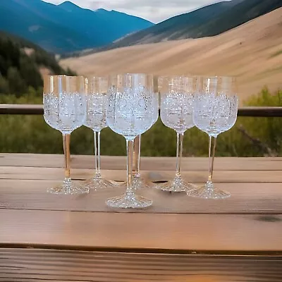 Buy Set Of 6 Vintage Hand Cut Bohemian Czech Republic Queen Anne's Lace Glasses!  • 65.23£