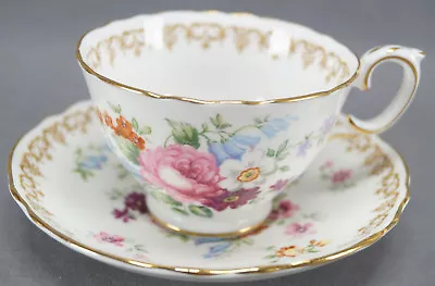 Buy Crown Staffordshire England's Bouquet Bone China Tea Cup & Saucer Circa 1930s • 46.68£
