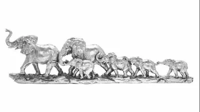 Buy The Leonardo Collection Herd Of Elephants Statue Ornament Silver Colour • 39.99£