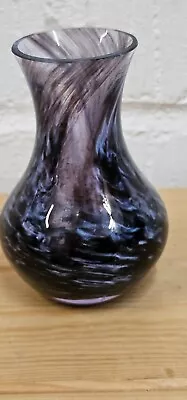 Buy Gorgeous Vintage Caithness Art Glass Stumpy Swirl Vase - Purple / Navy • 1£