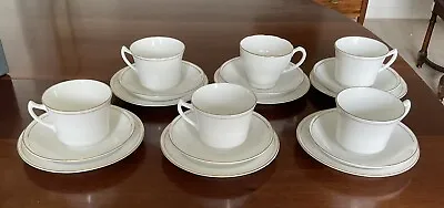 Buy Vintage 6 Person White Bone China Tea Set Phoenix England Cup Saucer Plate (18) • 8£