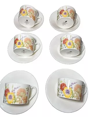 Buy 6 X Wedgwood Summer Bouquet R4529 Tea Coffee Cups Saucers Bone China VGC S/S • 30£