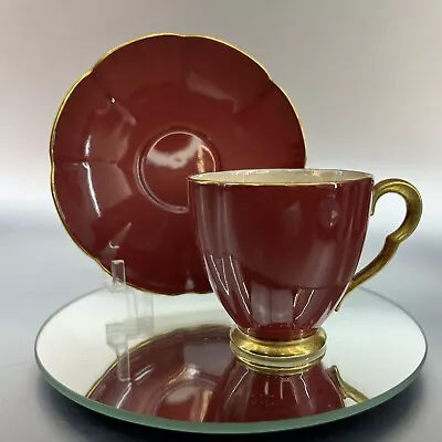 Buy Vintage Carlton Ware Red Rouge Royale Demitasse England Tea Cup Saucer Set BX17 • 13.93£
