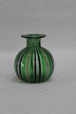 Buy Pretty Possibly Isle Of Wight 6cm Green Gold & Black Glass Vase - VGC • 9.95£