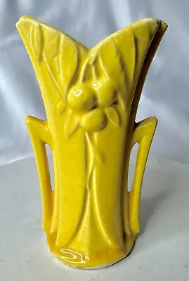 Buy Vtg Unmarked Decorative Mccoy? Pottery Berries Leaves 2 Handled Yellow Vase • 22.37£