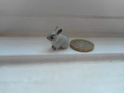 Buy Rabbit - Pottery Beautiful Tiny Miniature - Sitting Up,  Light & Mid Grey Rabbit • 3.30£