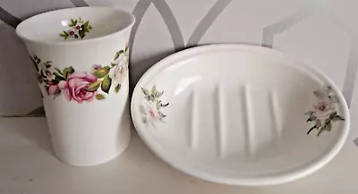 Buy Vintage Hadida Bathroom Collection English Fine Bone China  Soap Dish & Beaker • 5£