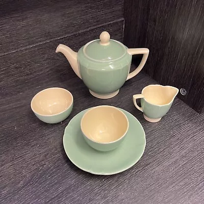 Buy VTG EUC Minton Solano Ware Teapot Cream Sugar Set 1940’s Art Deco Fern Green • 35.40£