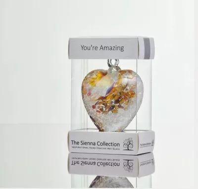 Buy You're Amazing Gift Sienna Glass Hanging Ornament 8cm Heart Sentiment • 14.99£