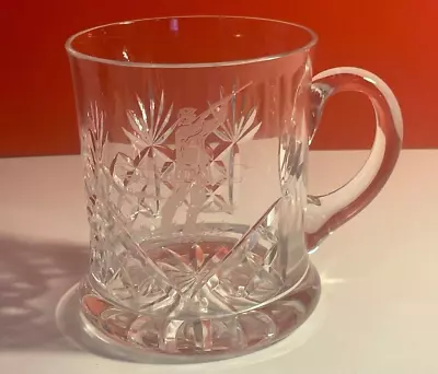 Buy Vintage Crystal Glass Mug Engraved With Hunter Scene, Drinkware, Glassware • 19.99£