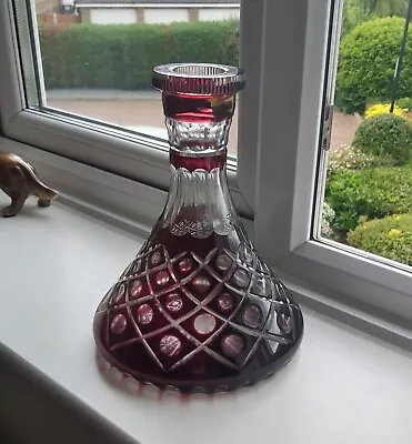 Buy Lovely VINTAGE Crystal Cut Glass Decanter - Blood Red - Can Be Used For Shisha • 21.99£