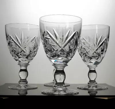 Buy 4x Cut Crystal Wine Glasses - 12cm / 140ml Pinwheel & Fan Pattern - Vintage • 24£