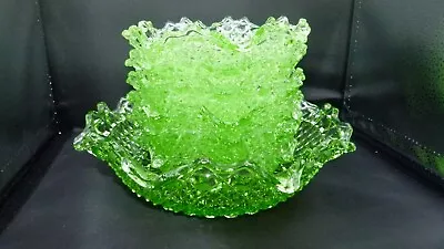 Buy Vintage Green Glass Bowls With Scalloped Edges X 6 Small And 1 Large • 113£