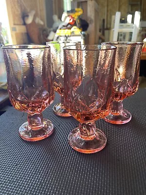 Buy Vtg 4 Tiffin Franciscan Cabaret Pink Lotus Stemmed Heavy Water Glassware 6 3/4” • 46.60£