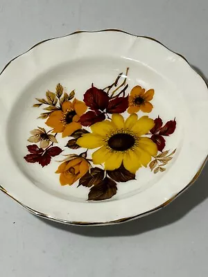 Buy Fenton Bone China Small Brown Yellow Flowers Floral Dish Tray 12cm Lipped #LH • 2.99£