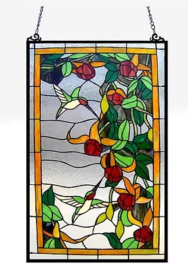 Buy Stained Glass Window Panel Hummingbirds 32 T X 20 W Tiffany Style ONE THIS PRICE • 210.86£