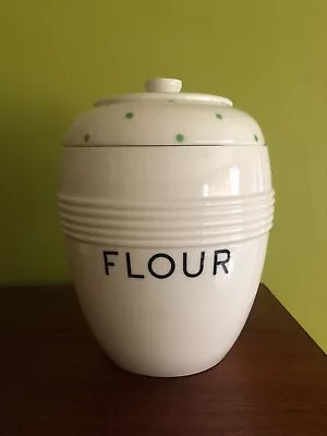 Buy Rare 1950’s Kirkham Pottery England Green Polka Dot Flour Storage Container 8.5” • 49.99£