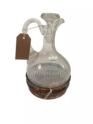 Buy Glass Drinks Decanter With Stopper & Silver Tone Tray Base Home Decor Vintage • 9.99£
