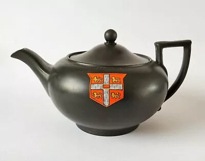 Buy Wedgwood Black Basalt Teapot Cambridge University Coat Of Arms • 210£