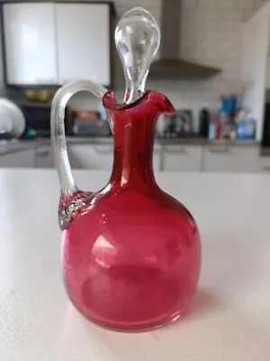 Buy Antique Cranberry Art Glass Cruet Bottle With Stopper 6.75  • 7.95£