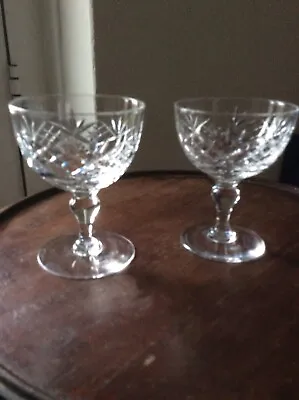 Buy Set Of Two Crystal Cut Glasses On Knoped Stem • 25£
