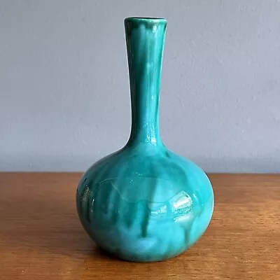 Buy Vintage Anglia Pottery Vase 101 Drip Glaze Turquoise Green 14.5cm • 8£