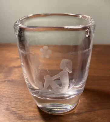 Buy Orrefors Crystal Art Glass Vase Etched Girl & Flower Vintage Signed & Numbered • 13.05£