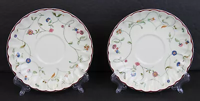 Buy 2 Staffordshire Tableware Oakwood Saucers Floral Pattern Red Rim 6  Replacements • 13.27£