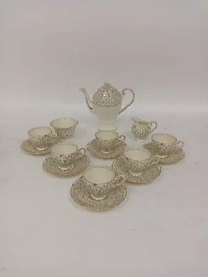 Buy 15Pc Tuscan China Tea Set 'Plant' Design Green & Gold Toned- TeaPot/Cups/Saucers • 9.99£