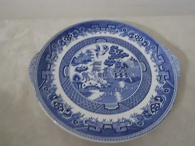 Buy Vintage Retro British Anchor Pottery Blue Willow Handled Sandwich Plate 23cm Dia • 9.99£