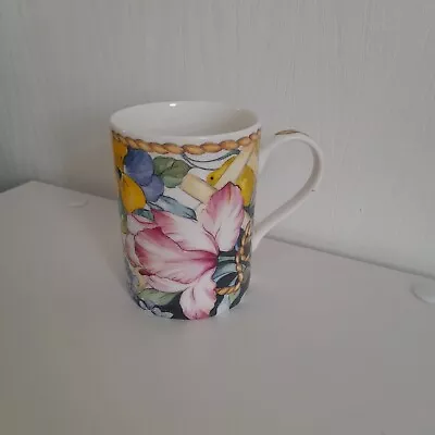 Buy Queens Lattice Colourful Flowers Fine Bone China Mug • 5.99£
