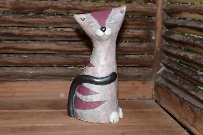 Buy NIKA Art Studio Pottery CAT Figure TIKA CERAMICS Slovenia Hand Built Signed 2011 • 85£