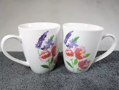 Buy 2 Lovely Vintage Tesco Porcelain Evie Floral Design Lavender & Roses Mugs 300ml • 6.95£