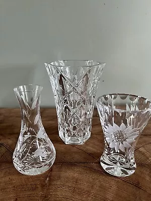 Buy Crystal Glass Miniature Vases X 3 • 14£