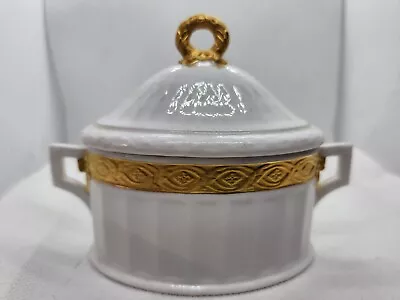 Buy Royal Copenhagen Antique Porcelain Sugar Bowl Gold Trim White Denmark After 1935 • 12.11£