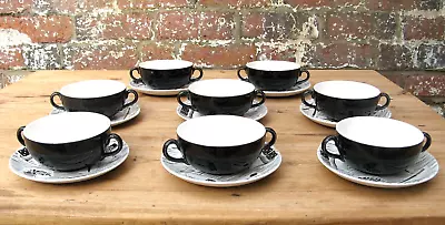 Buy Vintage Homemaker Ridgway Soup Bowls Coupe Saucer • 30£