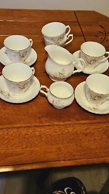 Buy Vintage Bakewell Classic Staffordshire England White F Bone China Roses Tea Set • 30£