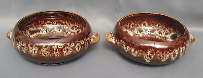 Buy Kernewek Pottery Two Handled Bowls Brown Marbled Dribble Glaze X 2 • 10£