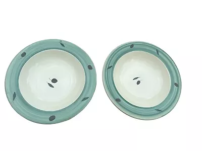 Buy Poole Pottery 9.75” Fresco Pasta Bowls Green Olive Rachel Barker X 2 (pair) • 28£