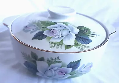 Buy ALFRED MEAKIN GLO WHITE ROSE DESIGN - TWIN HANDLED LIDDED TUREEN, No:1 • 6£