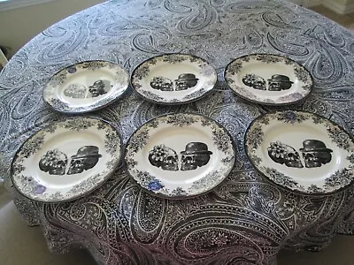 Buy ROYAL STAFFORD Set Of 6 Party Skulls Dinner Plates/NWt • 72.68£