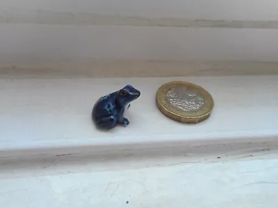 Buy Frog - Beautiful - Detailed Tiny Miniature  Pottery Blue/black/white Frog  • 3.20£