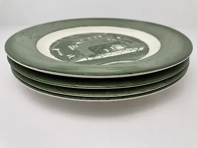 Buy 4/1950s Vintage Colonial Homestead Green By Royal 10  Dinner Plate Made In USA • 60.53£