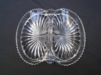 Buy 1930's Davidson Clear Pressed Glass Double Sweet Server Bowl #1910 • 12£
