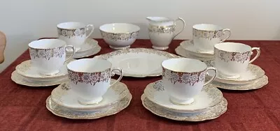Buy 21 Piece Roslyn Fine China Tea Set, White With Gold Gilt Daisies  • 20£