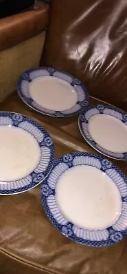 Buy Beautiful Blue And White Set Of Burslem England 10 Inch Plates • 37.28£