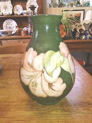 Buy Stunning Moorcroft 'Hibiscus' On Green Large 8.5 Inches (22 Cm Approx) High Vase • 85£